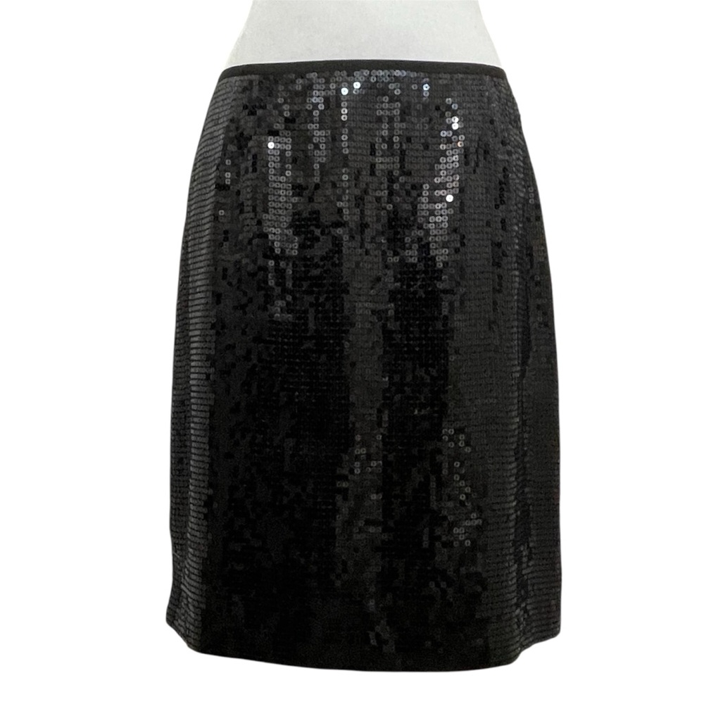 Ann Taylor Vintage Black Sequin Straight Knee Length McBling Skirt